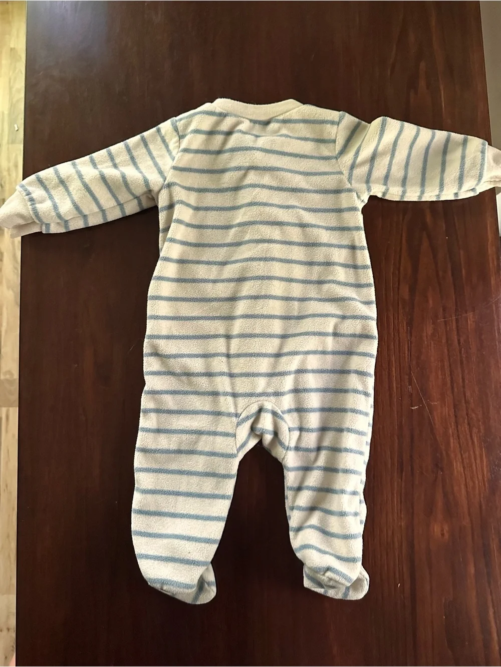 3- Carter's Striped 'Little Brother' Footed Pajamas - Blue, Green, Cream